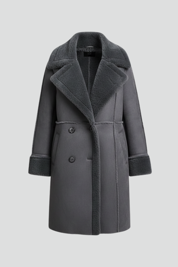 Cappotto Lungo da Donna con Collo a Revers e Bottoni