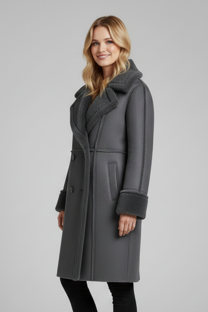 Cappotto Lungo da Donna con Collo a Revers e Bottoni