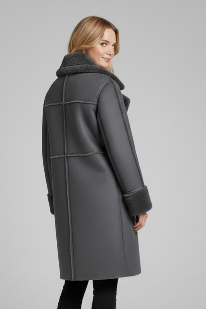 Cappotto Lungo da Donna con Collo a Revers e Bottoni