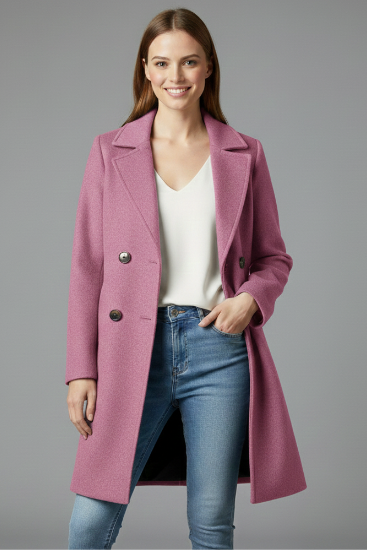 Cappotto da Donna con Chiusura a Bottone e Collo
