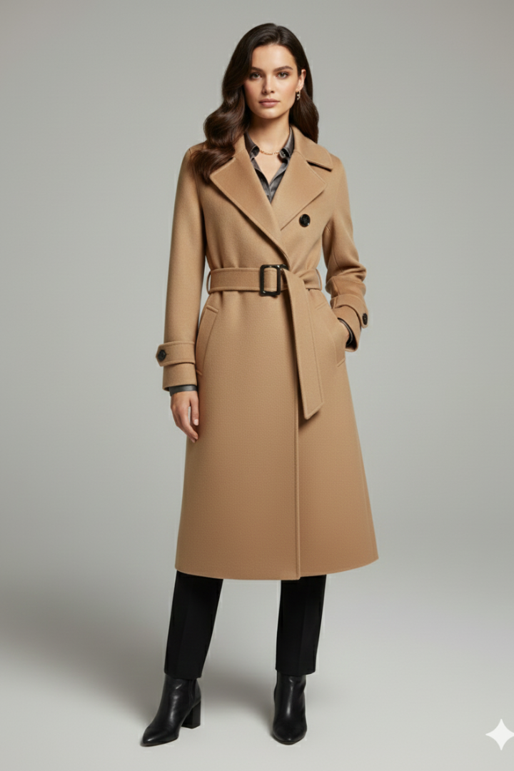 Cappotto da Donna con Collo a Revers e Chiusura a Bottone