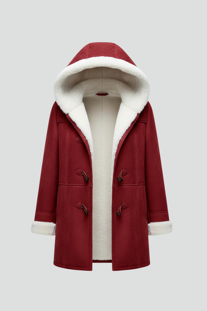 Cappotto Donna con Cappuccio e Chiusura a Toggle e Tasche
