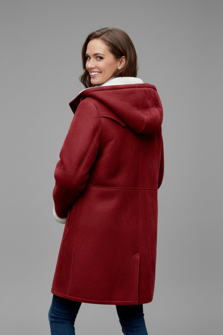 Cappotto Donna con Cappuccio e Chiusura a Toggle e Tasche