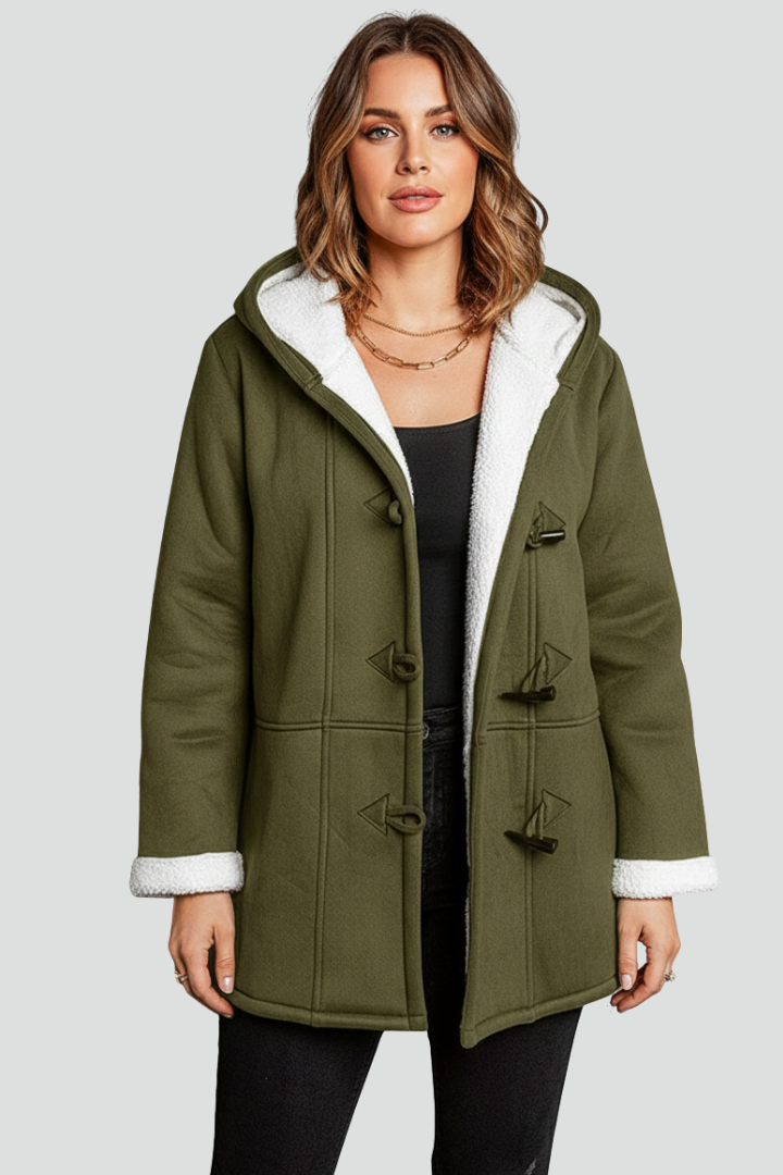 Cappotto da Donna con Cappuccio e Chiusura a Toggle e Interno Foderato