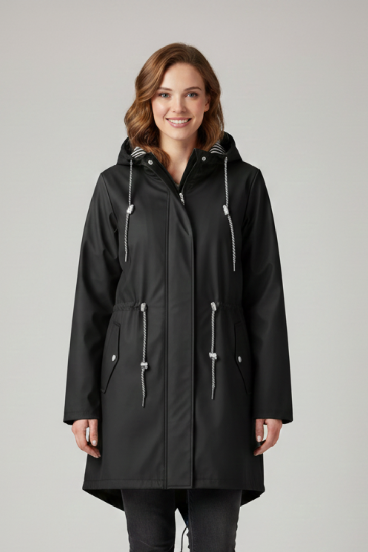 Cappotto da Donna con Cappuccio, Zip e Tasche Frontali