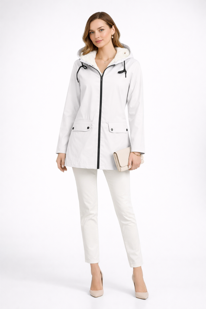 Cappotto Trench da Donna con Cappuccio e Doppio Chiusura