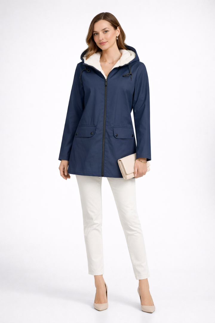 Cappotto Trench da Donna con Cappuccio e Doppio Chiusura