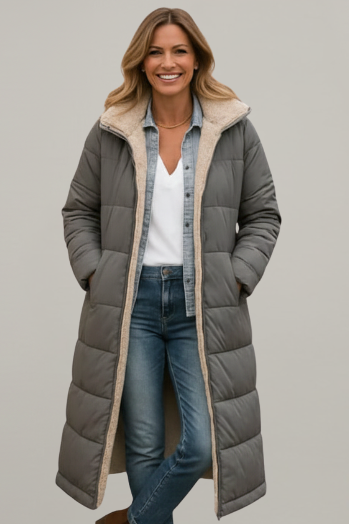 Cappotto Lungo da Donna con Cappuccio e Zip