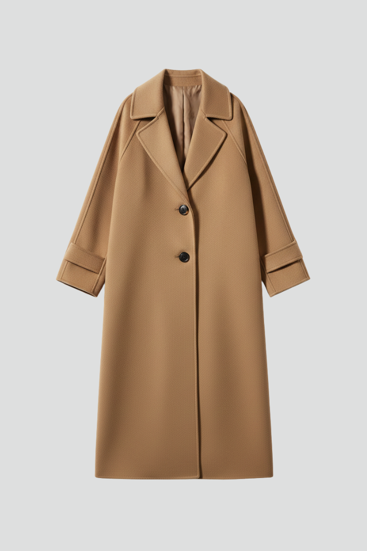 Cappotto Lungo da Donna con Taglio Dritto e Superficie Testurizzata