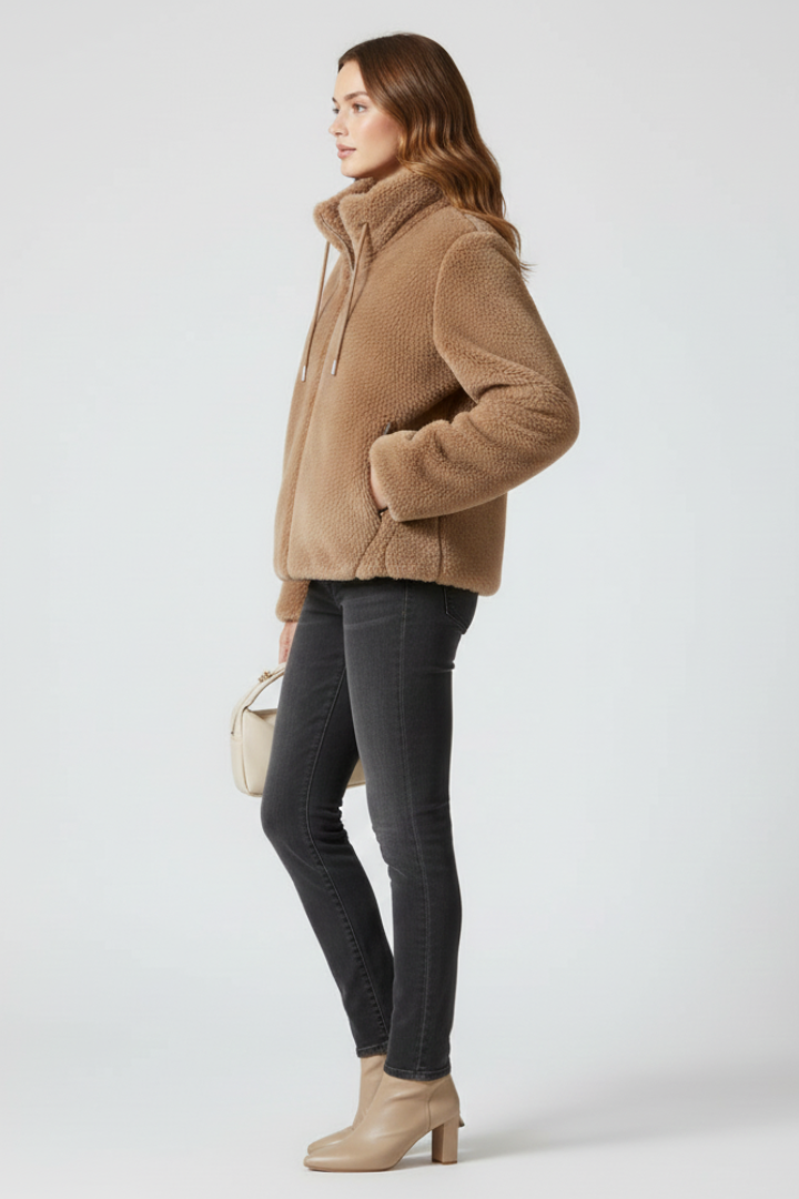Cappotto Teddy da Donna con Zip e Orlo Regolabile