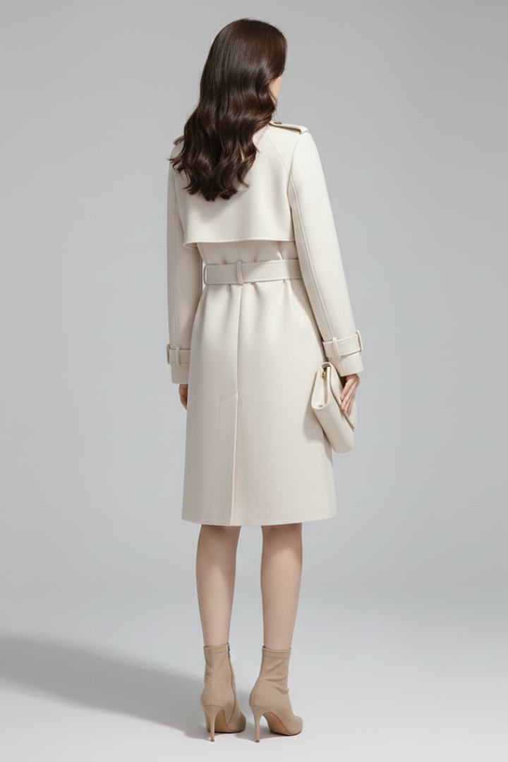 Cappotto Trench da Donna con Cintura e Collo Classico