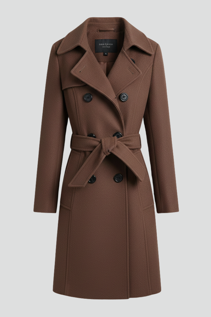 Cappotto Trench da Donna con Cintura e Bottoni Doppio