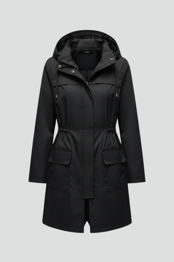 Cappotto Trench da Donna con Chiusura a Zip e Maniche Lunghe